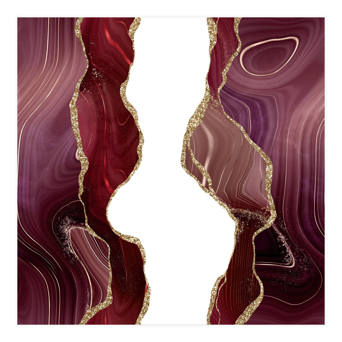 Burgundy & Gold Glitter Agate Texture 06 (Print Only)