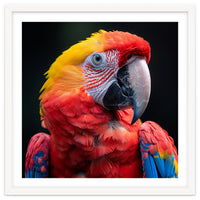 Scarlet Macaw Parrot Headshot Vibrant Colors