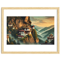 Vintage Bhutan, Mountain Monasteries Poster