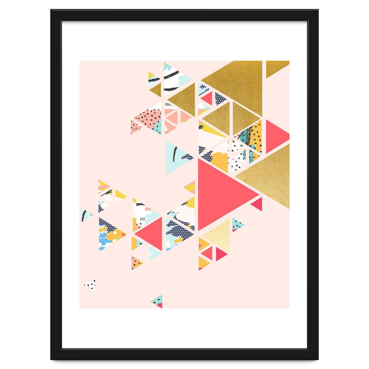 Gold Abstraction, Abstract Eclectic Colorful Geometrical, Blush Pastel Metallic Chic Graphic Design