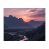 Crimson Sunset Valley: Serene Mountain Vista (Print Only) thumbnail