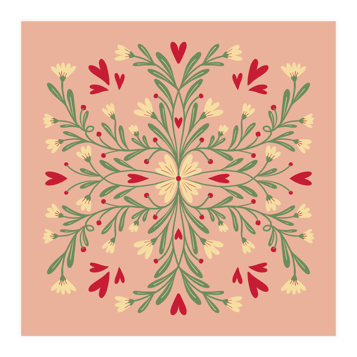 Flowers And Hearts  (Print Only)