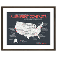 USA Map of Alien First Contacts in Movies