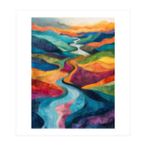 Colorful Abstract River Valley Landscape Art (Print Only) thumbnail