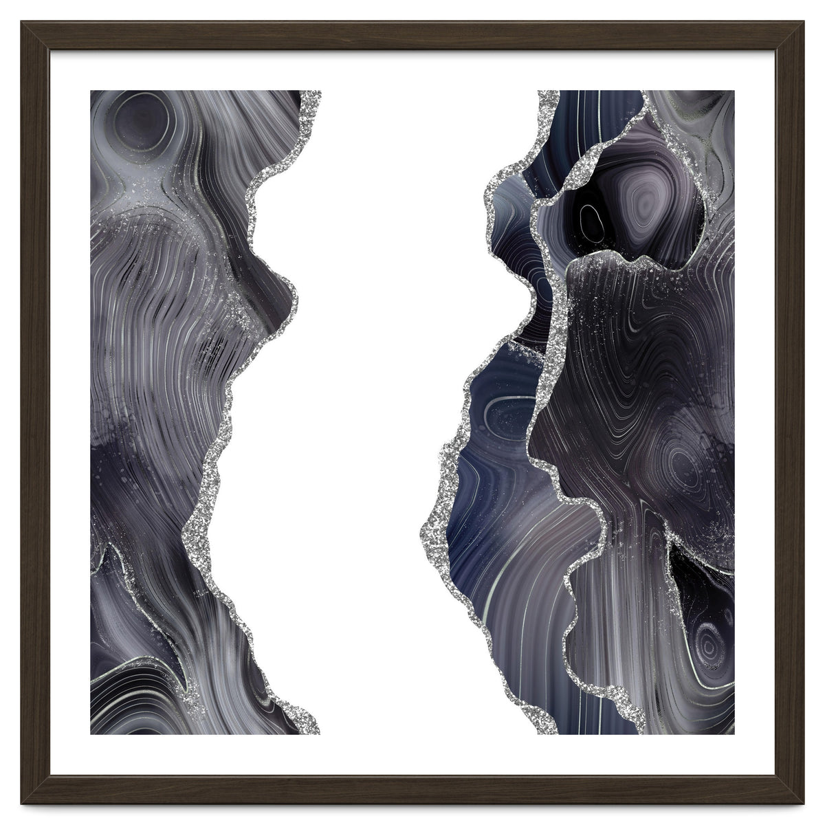 Black & Silver Glitter Agate Texture 05