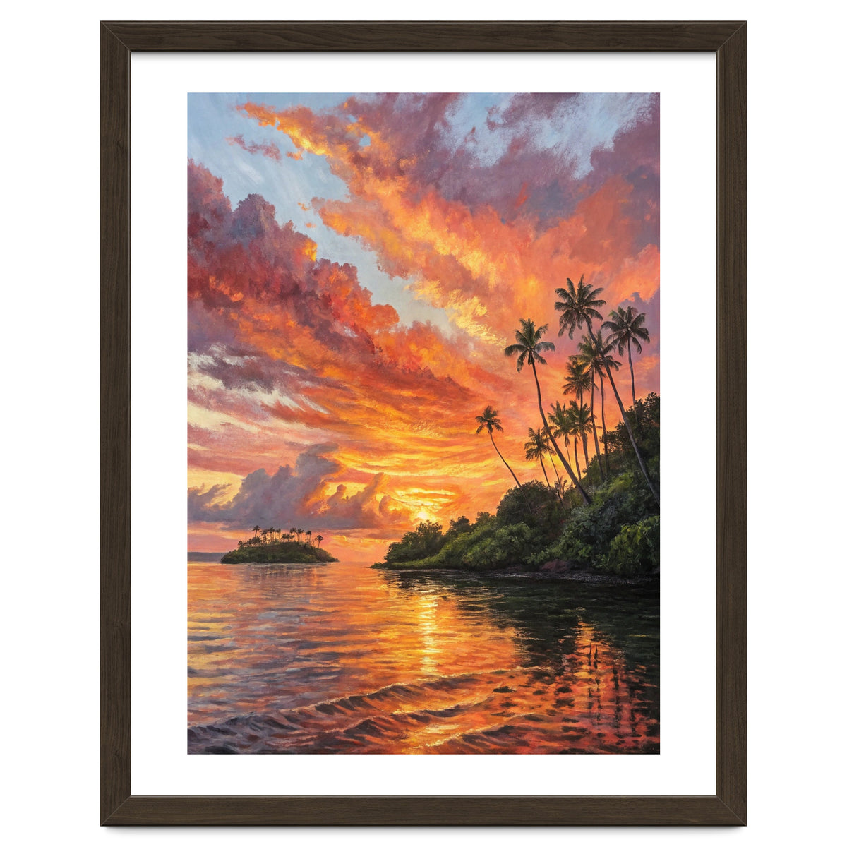 Impressionist Tropical Sunset Over Paradise Island