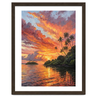 Impressionist Tropical Sunset Over Paradise Island