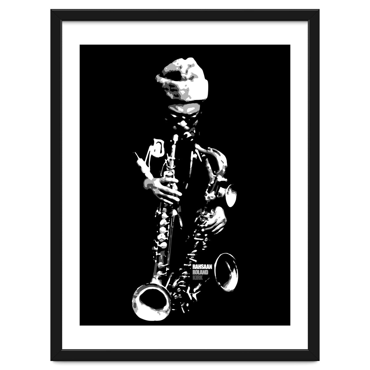 Rahsaan Roland Kirk Jazz Music Legend in Grayscale