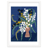 Floral contemporary still life dark blue thumbnail