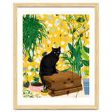 Urban Jungle Cat, Black Cats Pets Terrazzo Decor, Whimsical Bohemian Animals Illustration, Eclectic Quirky Travel thumbnail