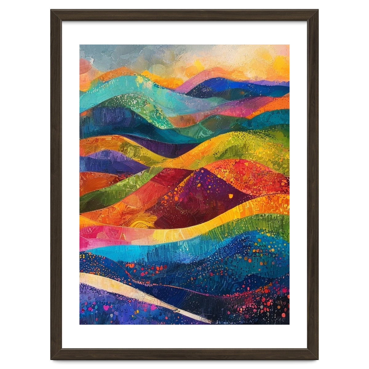 Vibrant Abstract Patchwork Landscape Art