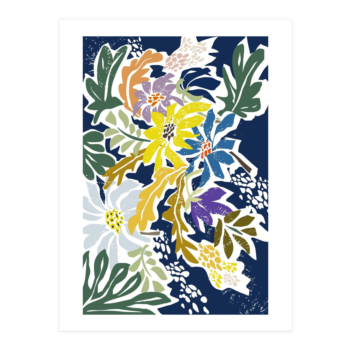 cosmopolitan flowers navy blue (Print Only)