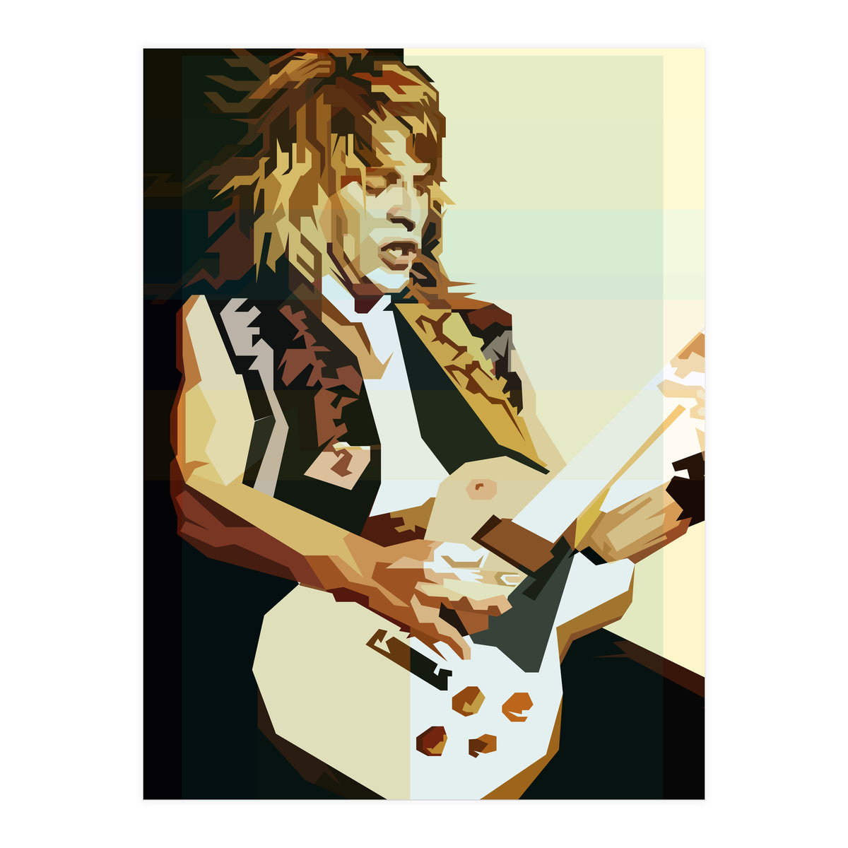 Randy Rhoads Metal Guitarist Retro Illustration (Print Only)