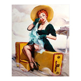 Pinup Sexy Girl Left At The Bus Station (Print Only) thumbnail
