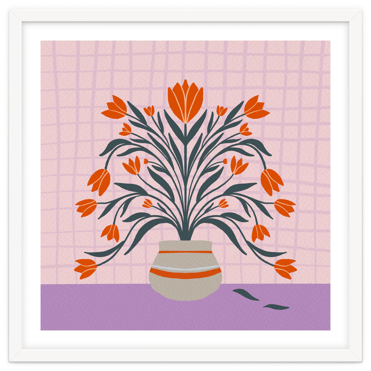 Tulips in a vase - orange and violet
