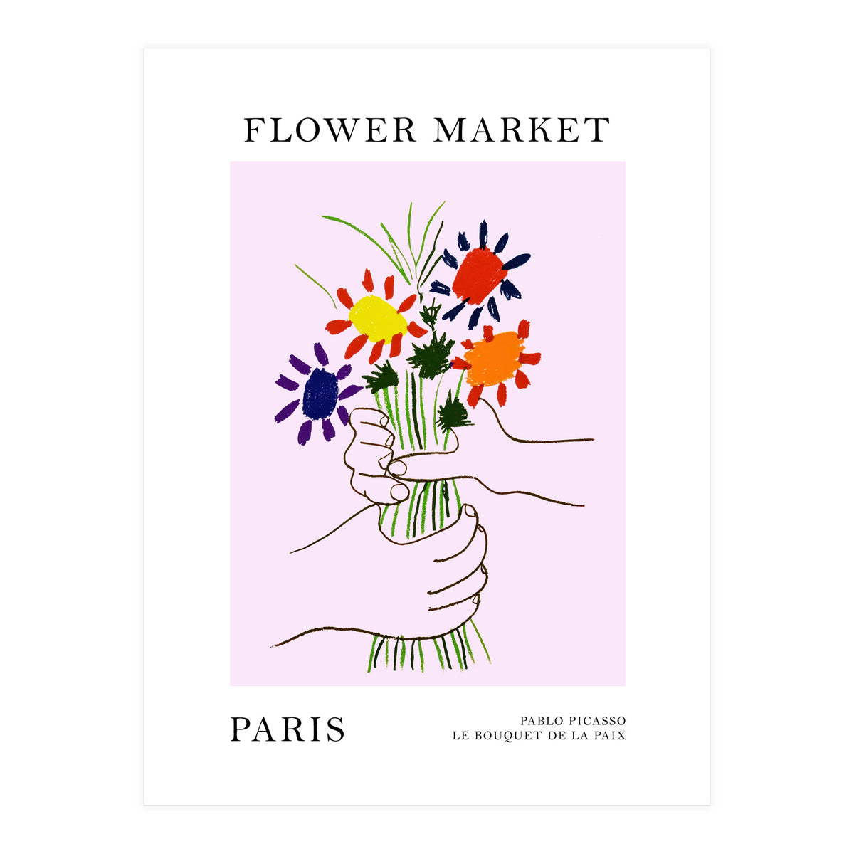 Paris Flower Market Picasso Style Art (Print Only)