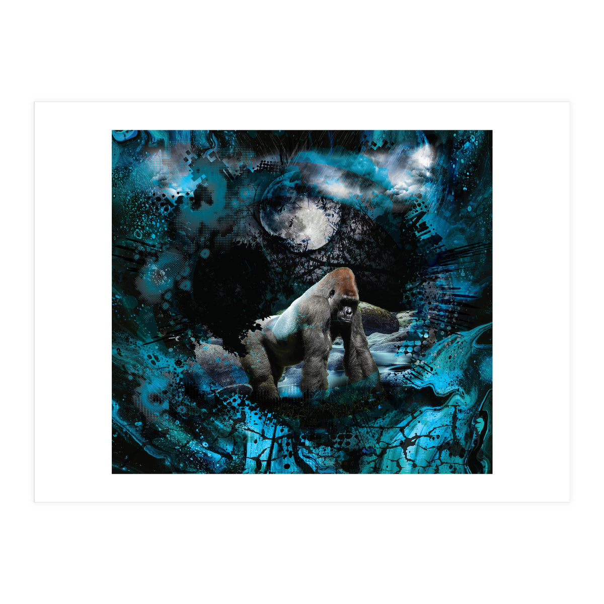 Gorilla Blue Moon Forest Scenic (Print Only)