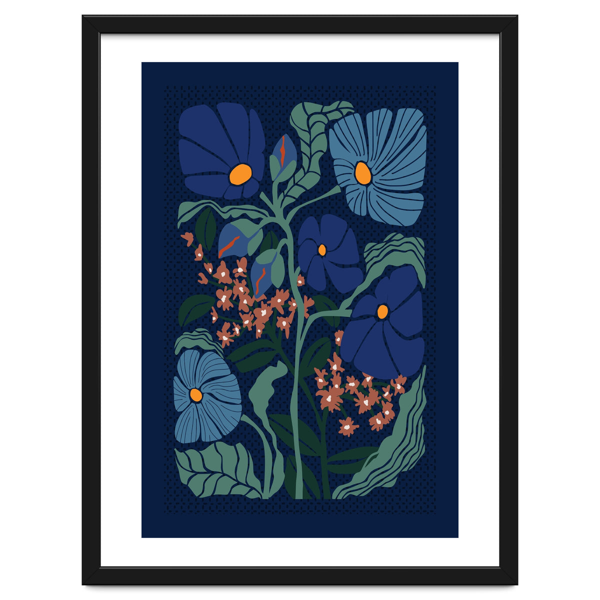 Klimt Flower Dark Blue