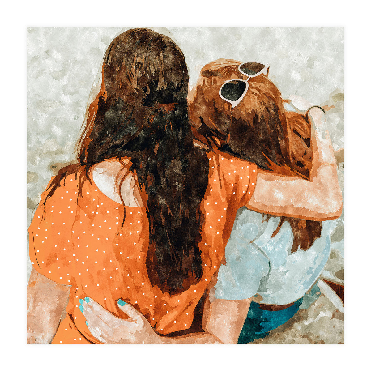 Soul Sisters | Modern Bohemian Friendship BFF Fashion | Friends Companion Summer Travel Painting (Print Only)