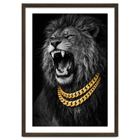 Bejweled hyper-realistic lion photography,diamond fangs portrait