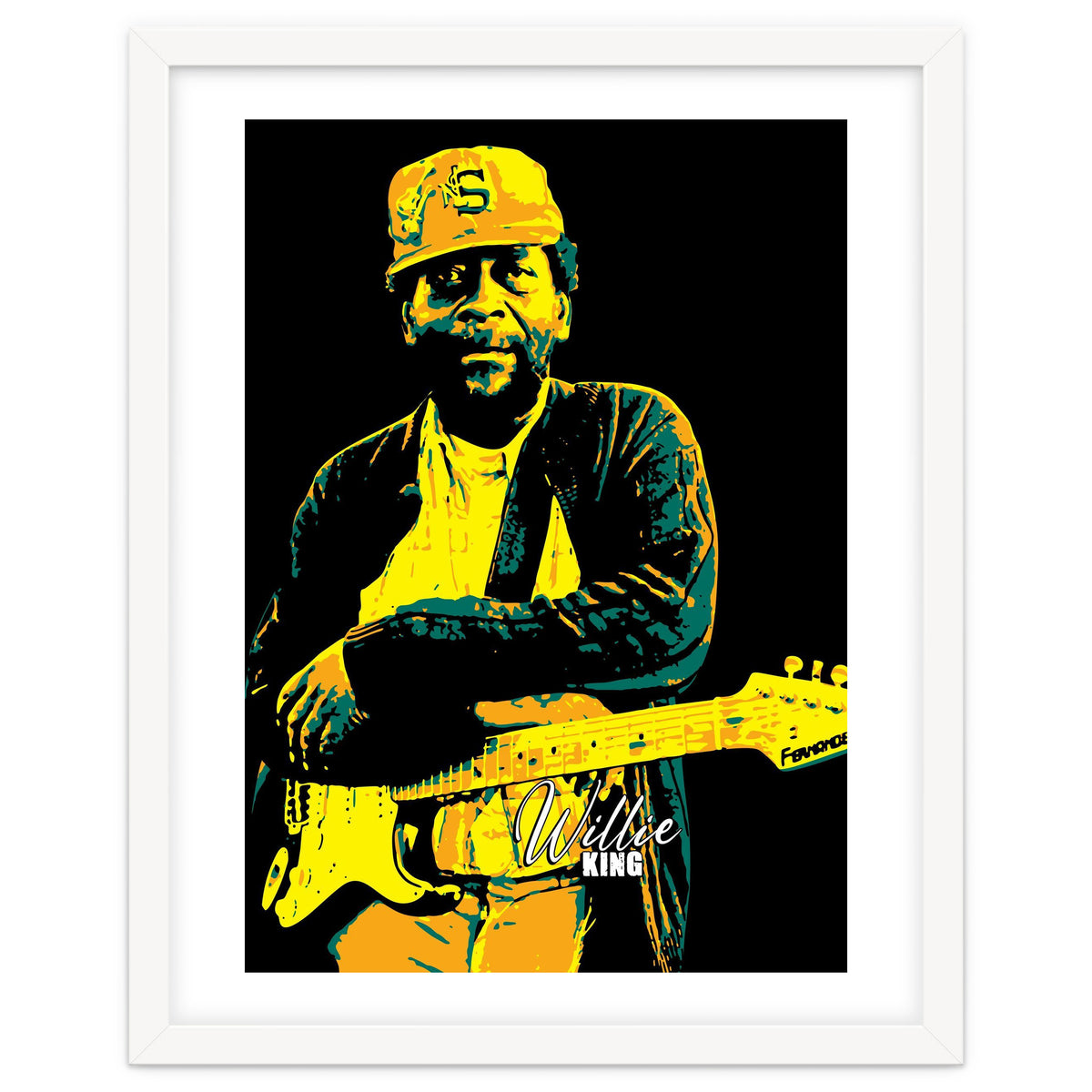 Willie King American Blues Guitarist in Pop Art