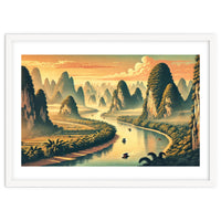 Vintage China, Guilin Karst Mountains Poster