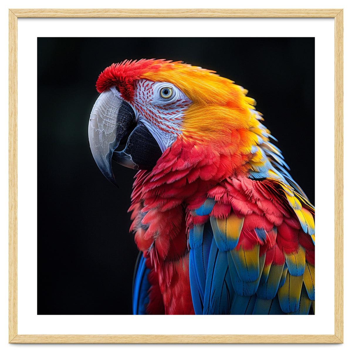 Scarlet Macaw Parrot Vibrant Plumage Close Up