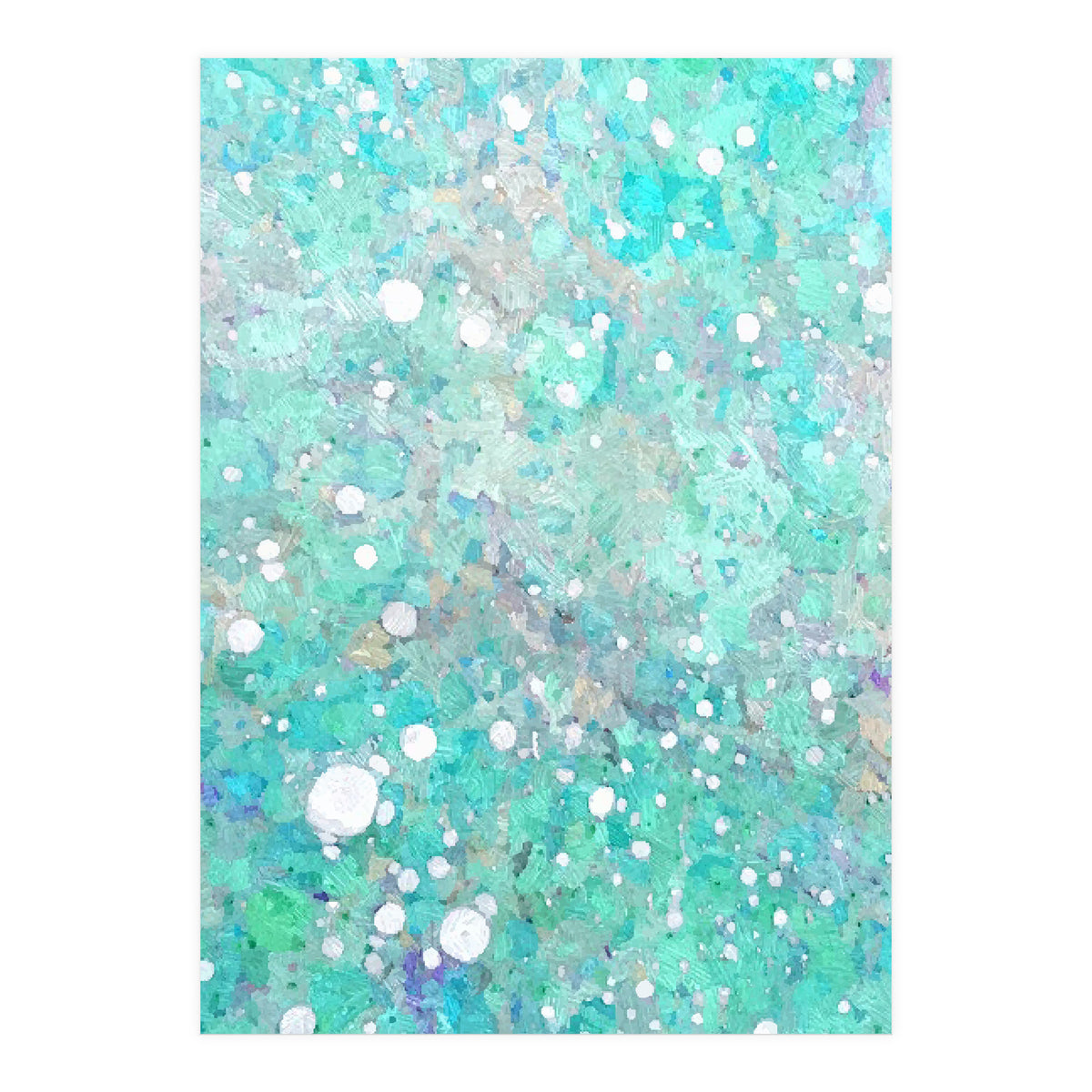 Blue Green Dreamy Marble, Minimal Abstract Pastel Graphic Design Eclectic Bohemian Painting Texture (Print Only)