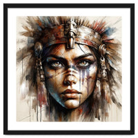 Regal Warrior Woman Watercolor Portrait