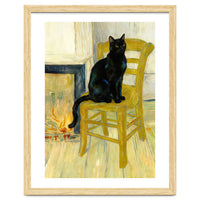 Black Cat on the Yellow Chair, Cozy Van Gogh Vintage Style, Cat at Eternity’s Gate