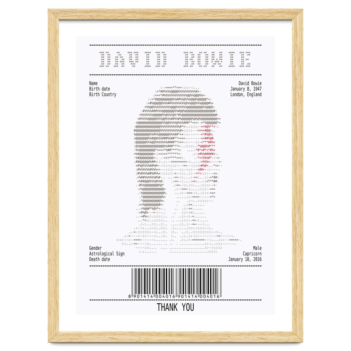 Receipt Art David Bowie