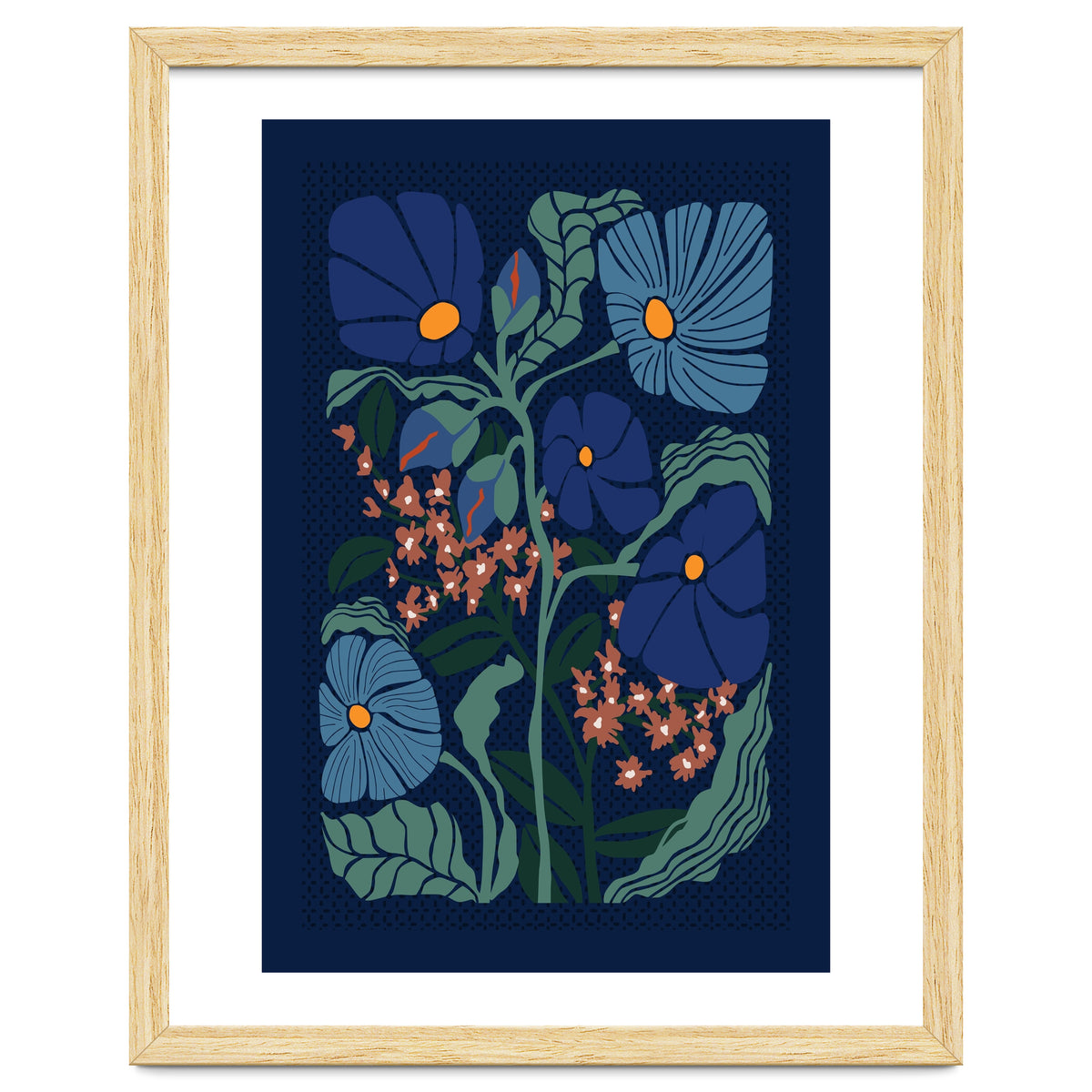 Klimt Flower Dark Blue