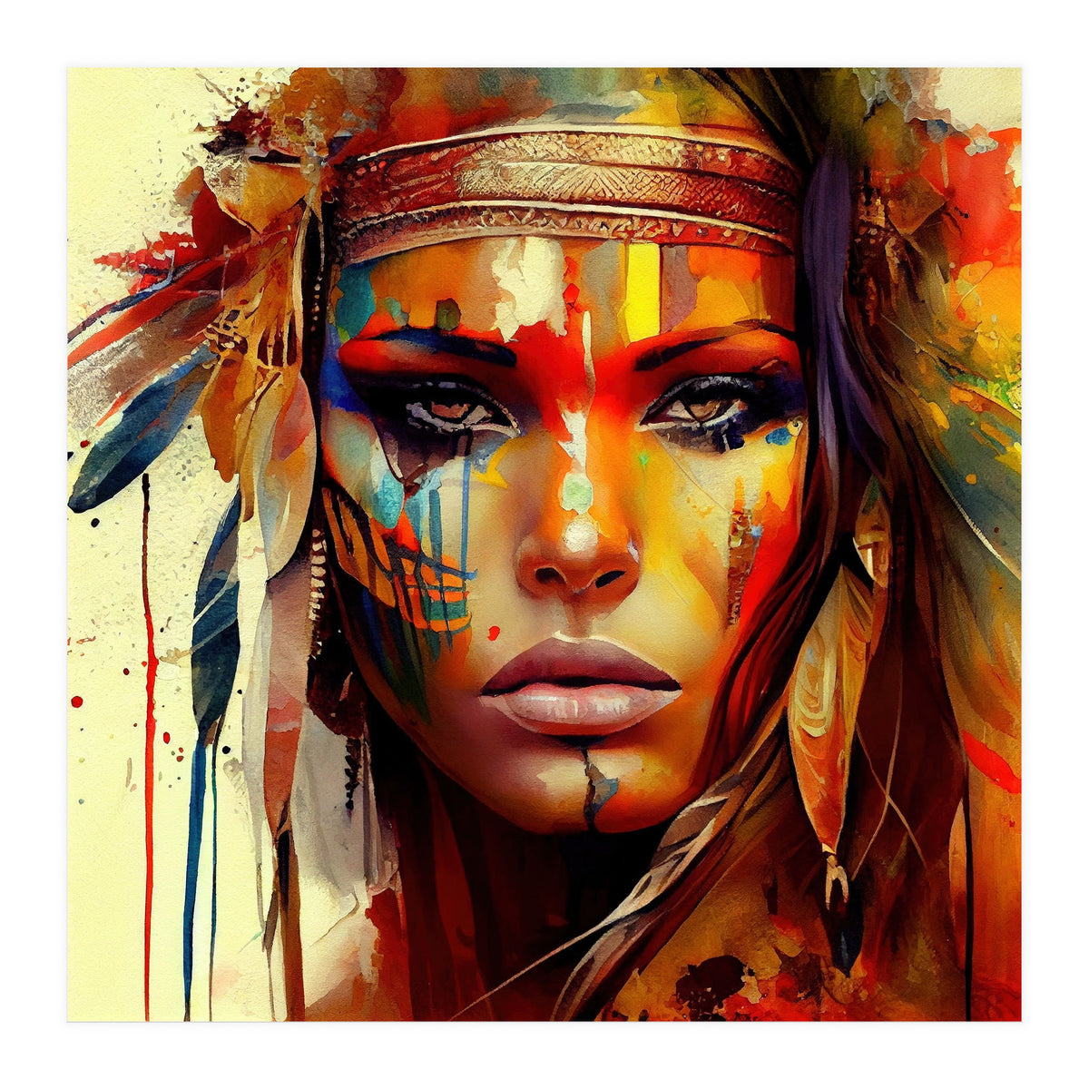 Powerful American Native Woman #6 (Print Only)