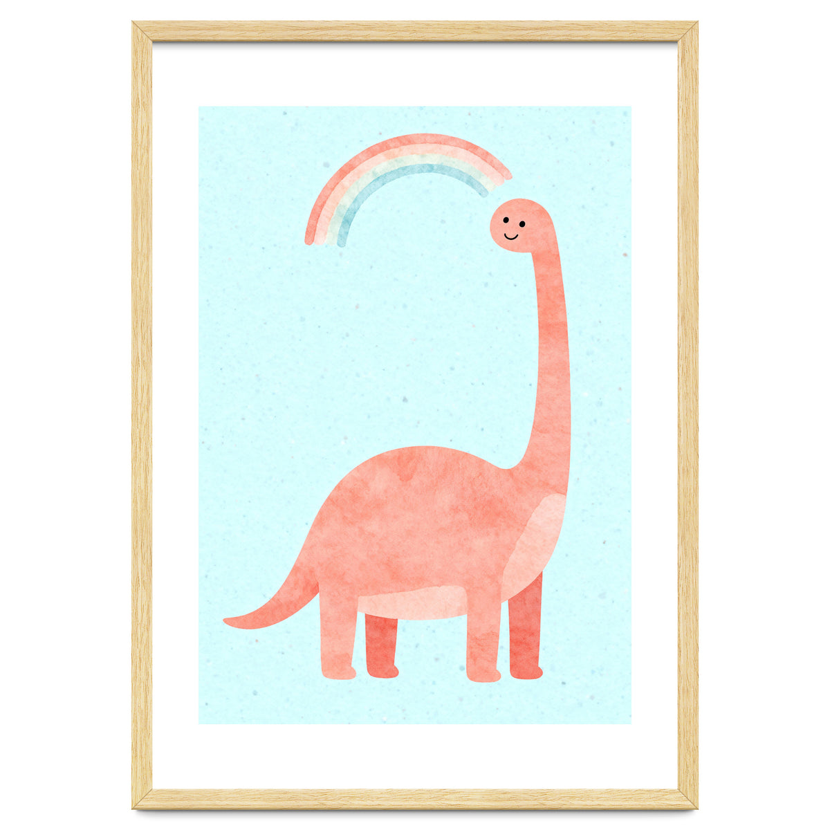 Rainbow Dinosaur Nursery Art, Cute diplodocus Watercolor, Pink Dino Illustration