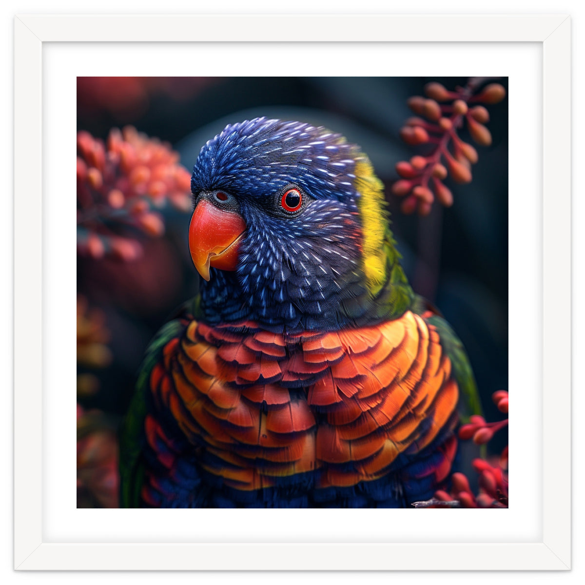 Vibrant Rainbow Lorikeet Parrot Close Up Portrait