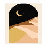 Desert Nights, Modern Bohemian Travel Sand Dunes, Eclectic Moon Stars Vintage Arc, Pastel Building Nature Landscape (Print Only) thumbnail