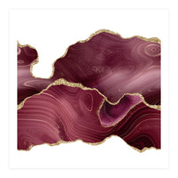 Burgundy & Gold Glitter Agate Texture 08  (Print Only)