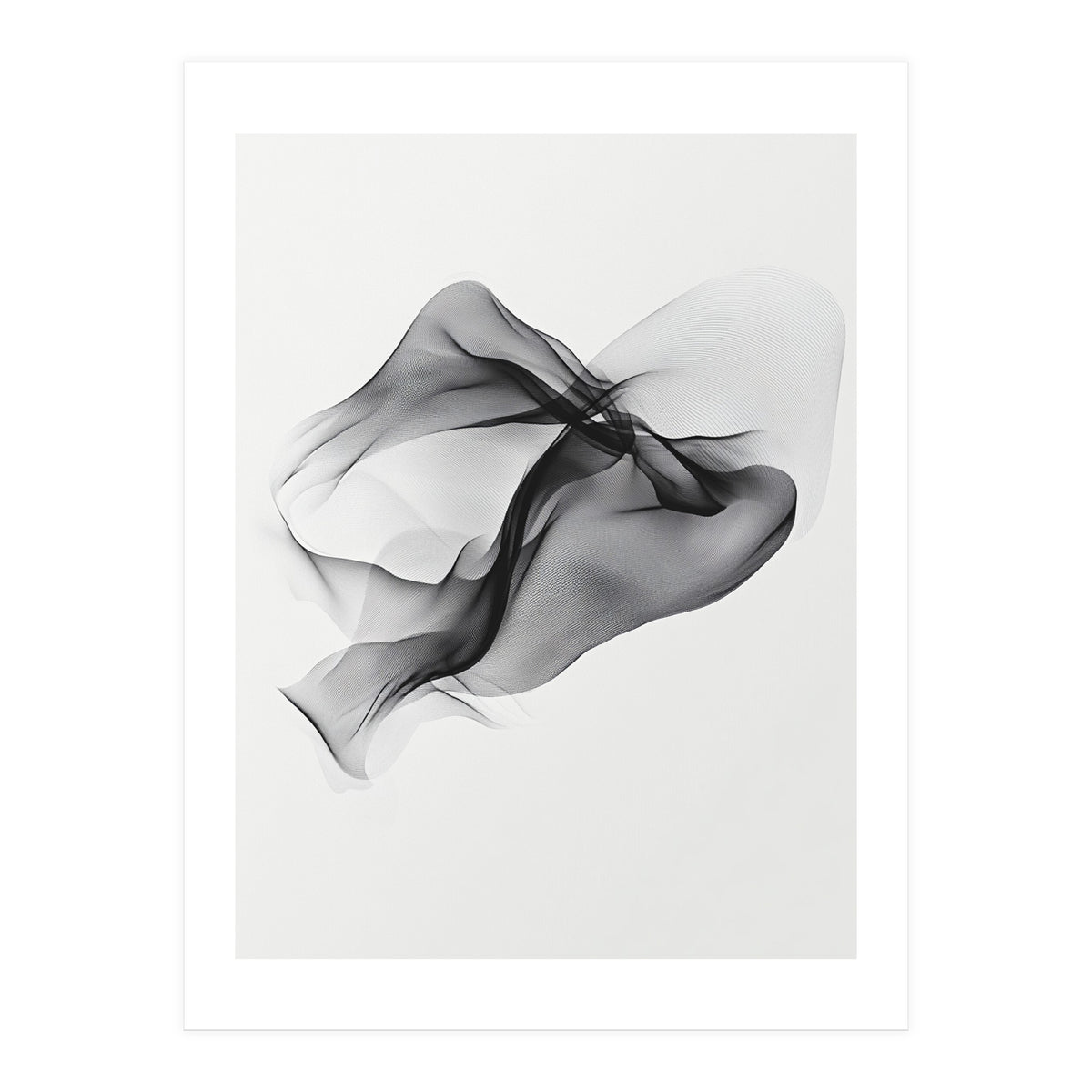 Abstract Black Flowing Fabric Wave (Print Only)