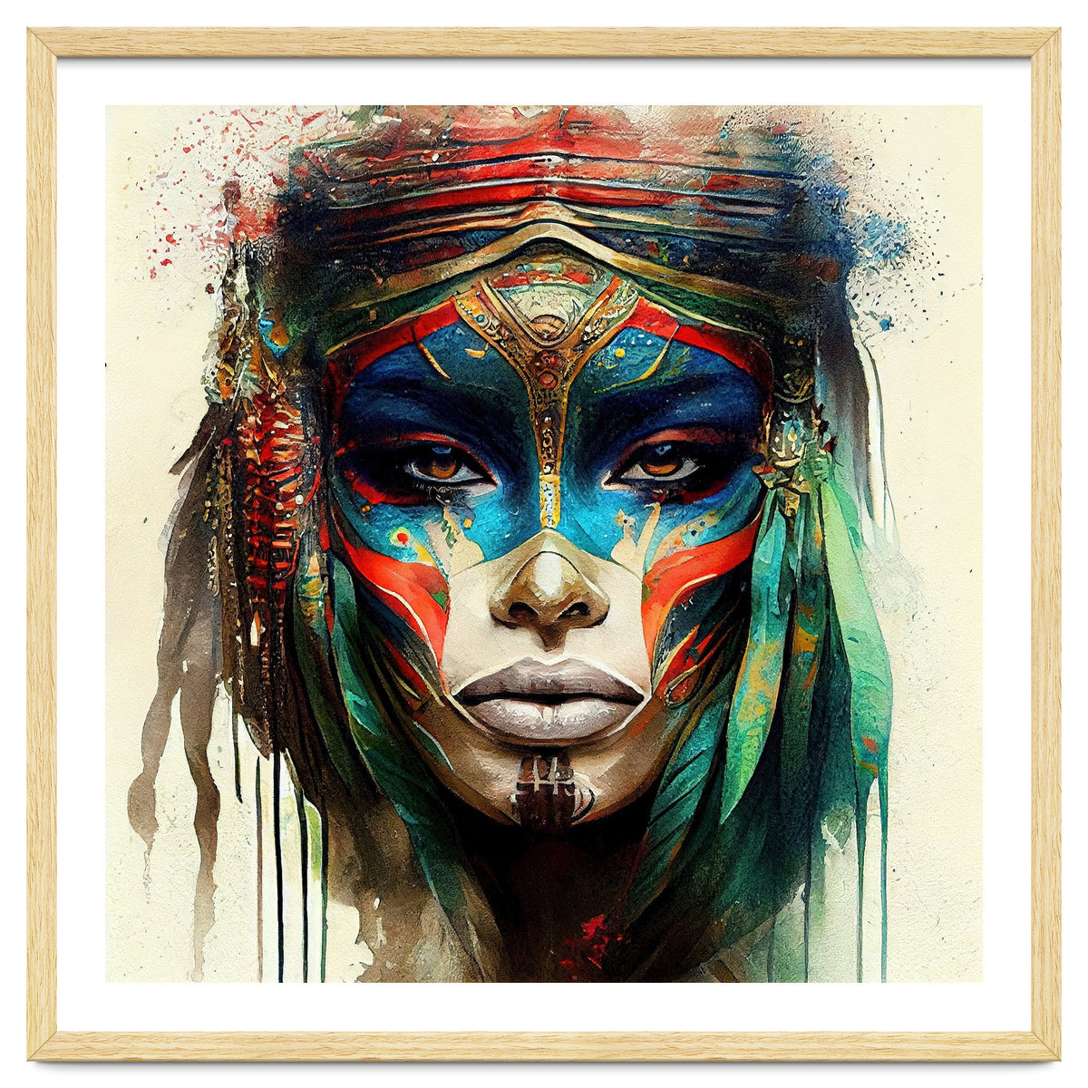 Turquoise Warrior Woman Portrait