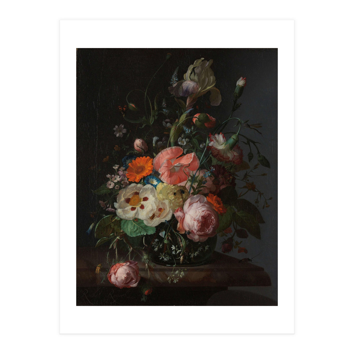 Still Life with Flowers on a Marble Tabletop. Dating: 1716. Measurements: h 48.5 cm × w 39.5 cm. (Print Only)