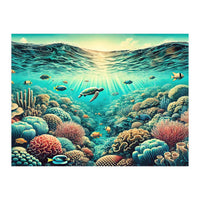 Vintage Australia, Great Barrier Reef Poster (Print Only)