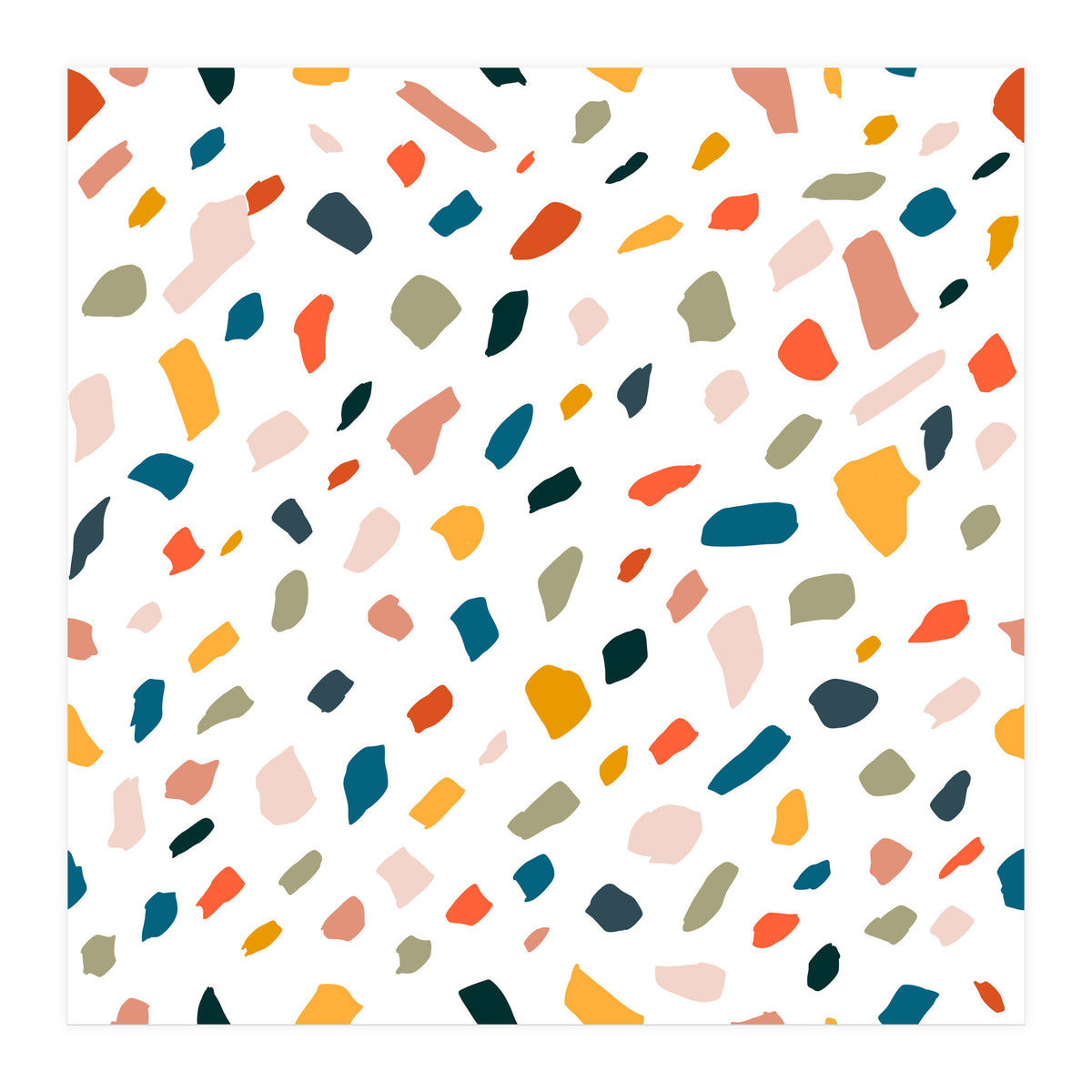 TerrazzoTerrazzo, Abstract Quirky Shapes Bohemian Modern Pattern Confetti Celebration Random Colorful Shapes (Print Only)