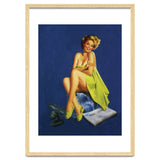 Sexy Pinup Posing With Green Towel thumbnail