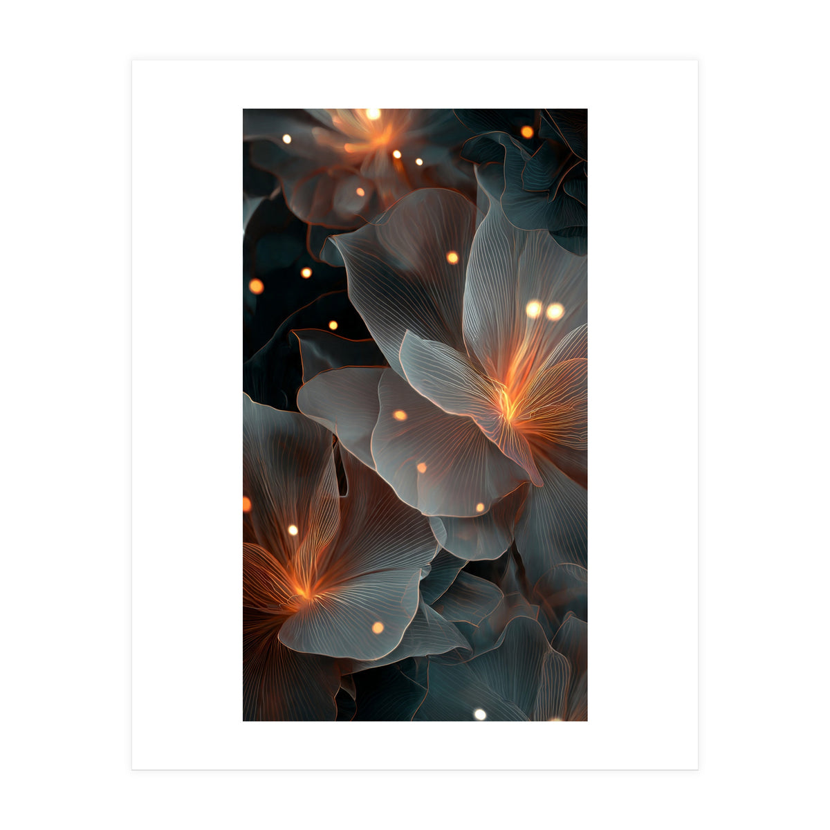 Ethereal Glowing Flora: Abstract Translucent Petals (Print Only)