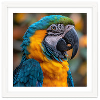 Blue And Yellow Macaw Parrot Close Up Portrait