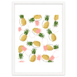 Pineapples & Pine Cones, Eclectic Tropical Nature Illustration, Quirky Fun Fruit Food Graphic Design thumbnail