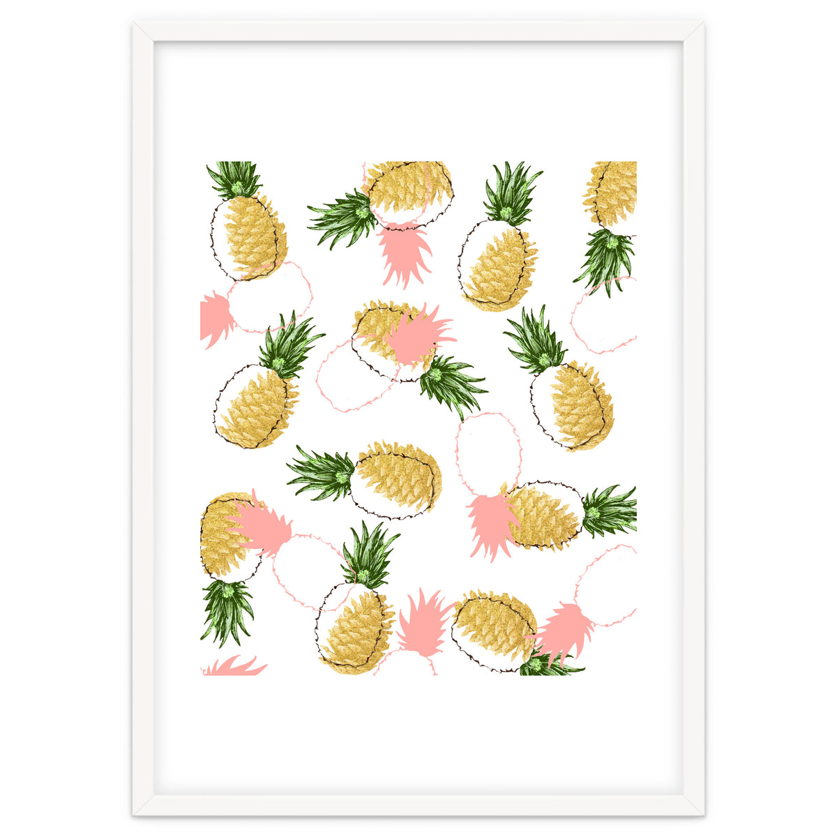 Pineapples & Pine Cones, Eclectic Tropical Nature Illustration, Quirky Fun Fruit Food Graphic Design