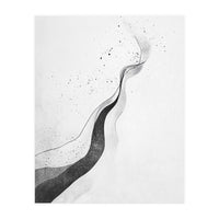 Abstract Black And White Ink Flowing Lines With Splatter (Print Only)