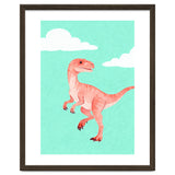 Velociraptor Watercolor Art, Cute Dino Nursery Print, Whimsical Dinosaur Illustration thumbnail