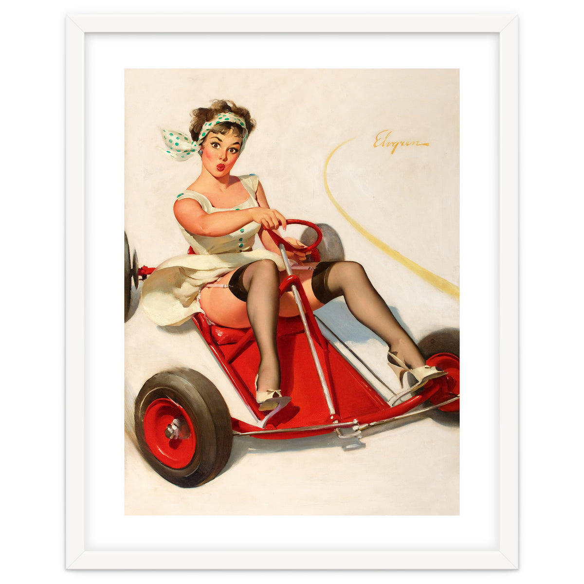 Pinup Sexy Girl On A Go Cart Car